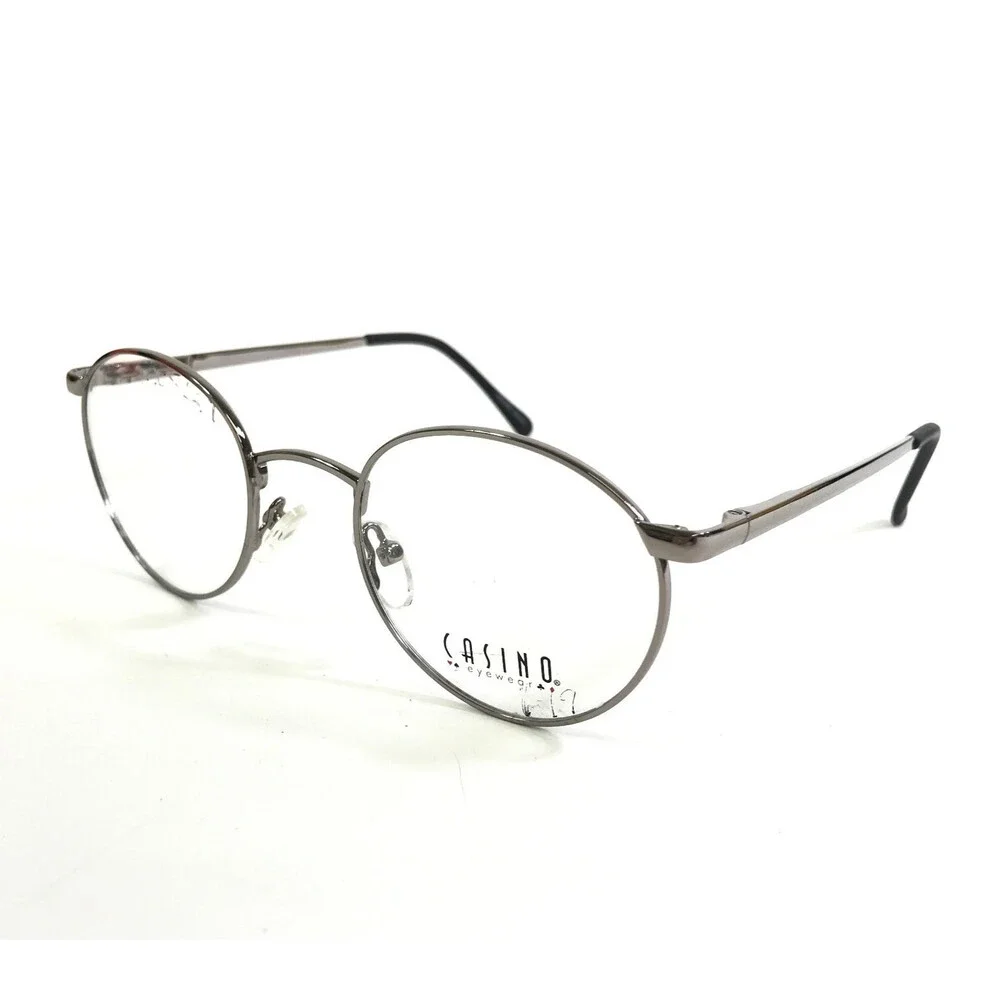 Casino Eyewear Eyeglasses Frames CB1123 SHINY GREY Round Wire Rim 49-20-135